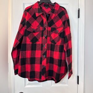 Sanctuary Red and Black Plaid Shirt